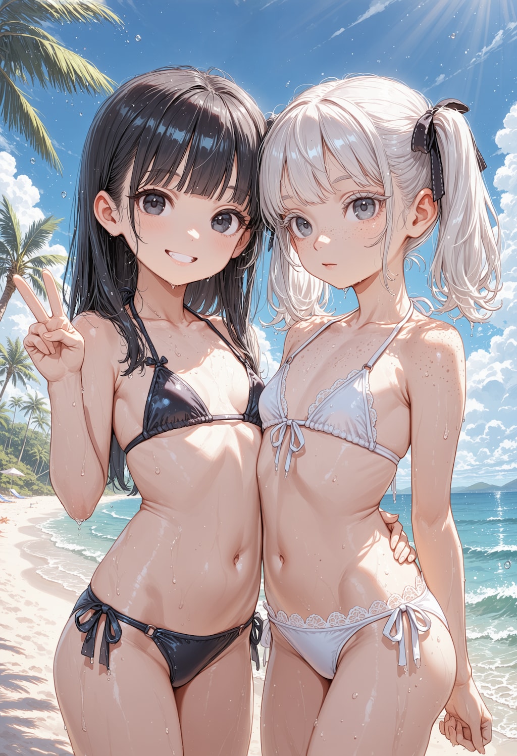Animaで水着の春香とエレーナ（個別にLoRA使用）