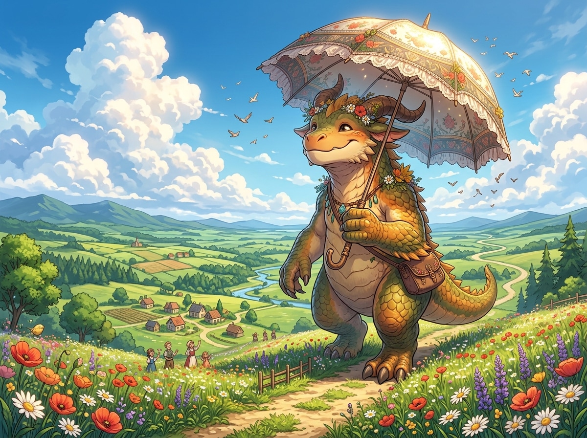 休日の木陰を探す怪獣さん