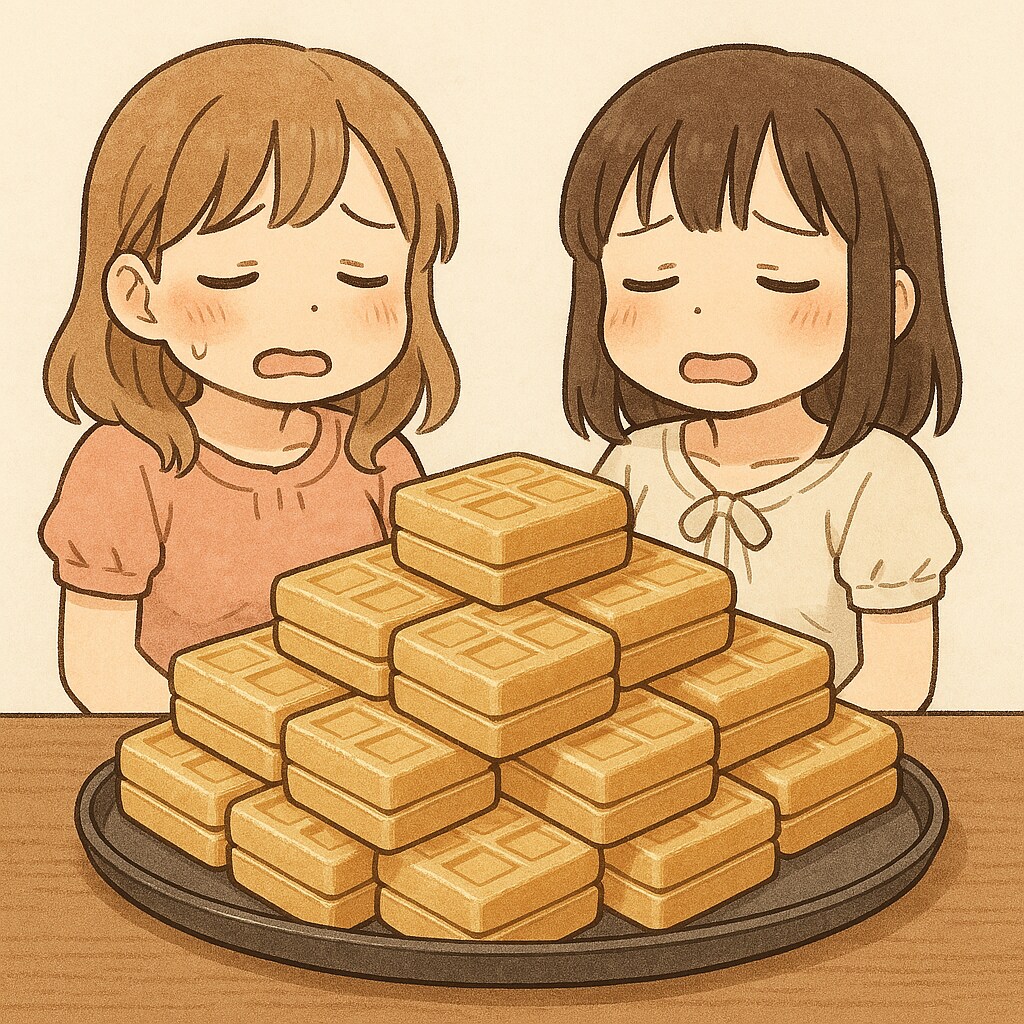 もなかをいっぱい食べてもうお腹いっぱい