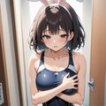 スク水バニーバーのために着替えてたら… 6枚目