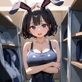 スク水バニーバーのために着替えてたら… 8枚目