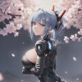 夜桜の下に佇む機械娘 3枚目
