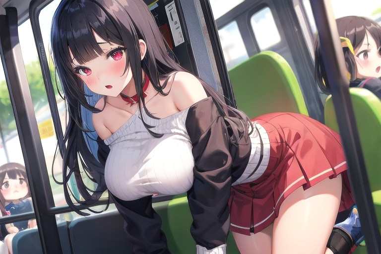 バスの中で欲情する巨乳痴女おねえさん２ | の人気AIイラスト・グラビア