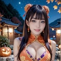 チャイナ水着の美女のハロウィン 2枚目