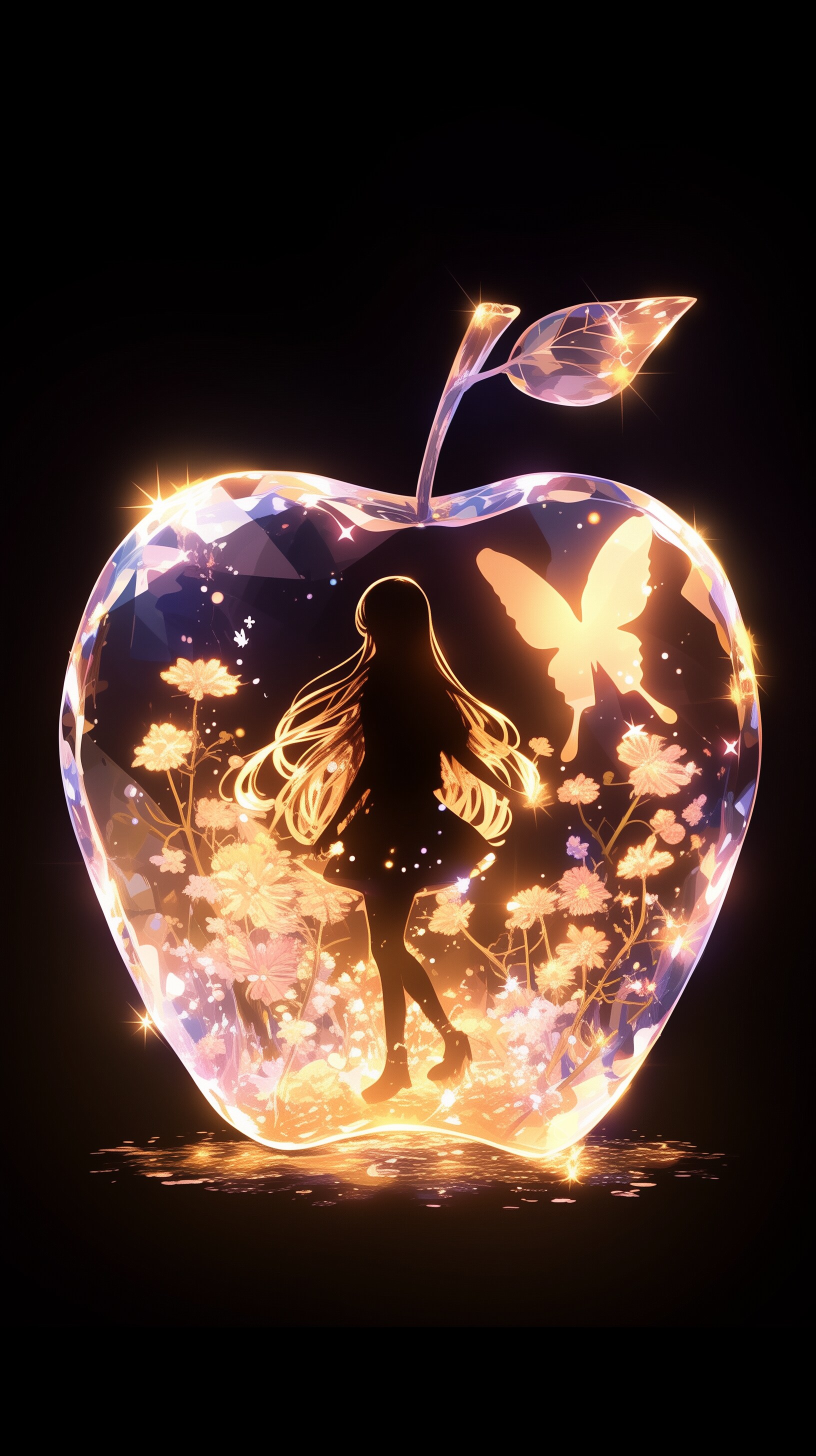 リンゴの中の煌めく世界 | の人気AIイラスト・グラビア