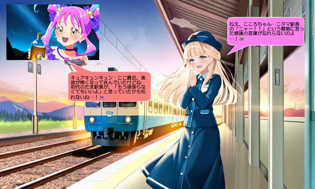 猫屋敷ユキ、駅舎にて冥福を祈る