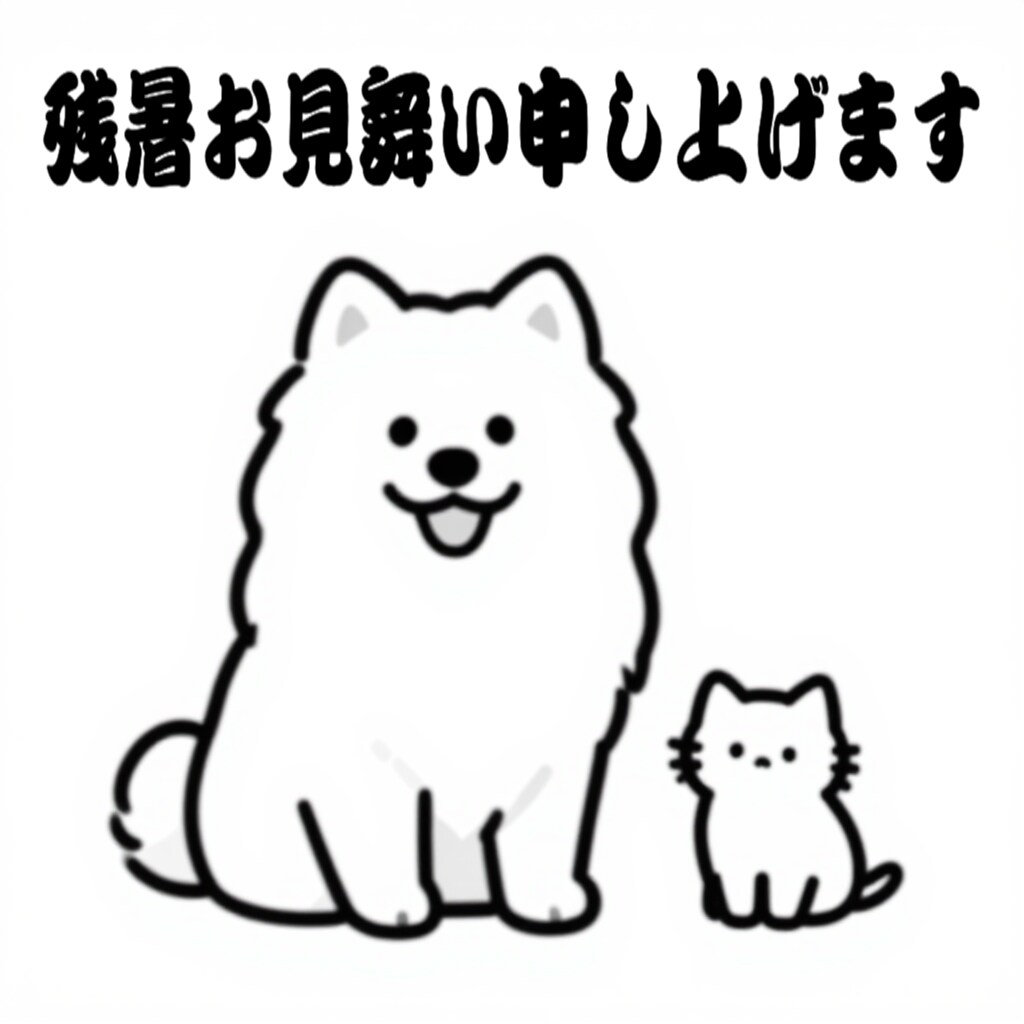 サモエドんと子猫さん　残暑お見舞い申し上げます | の人気AIイラスト・グラビア