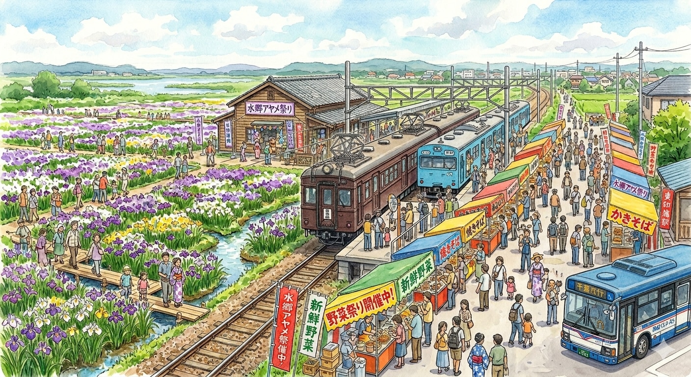 水郷アヤメ祭り（架空、印旛鉄道東印線） | の人気AIイラスト・グラビア
