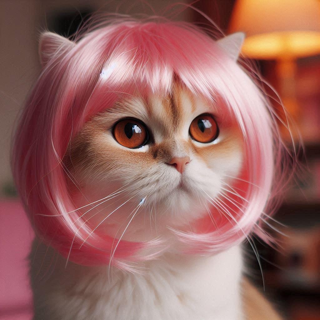 ピンク髪の猫