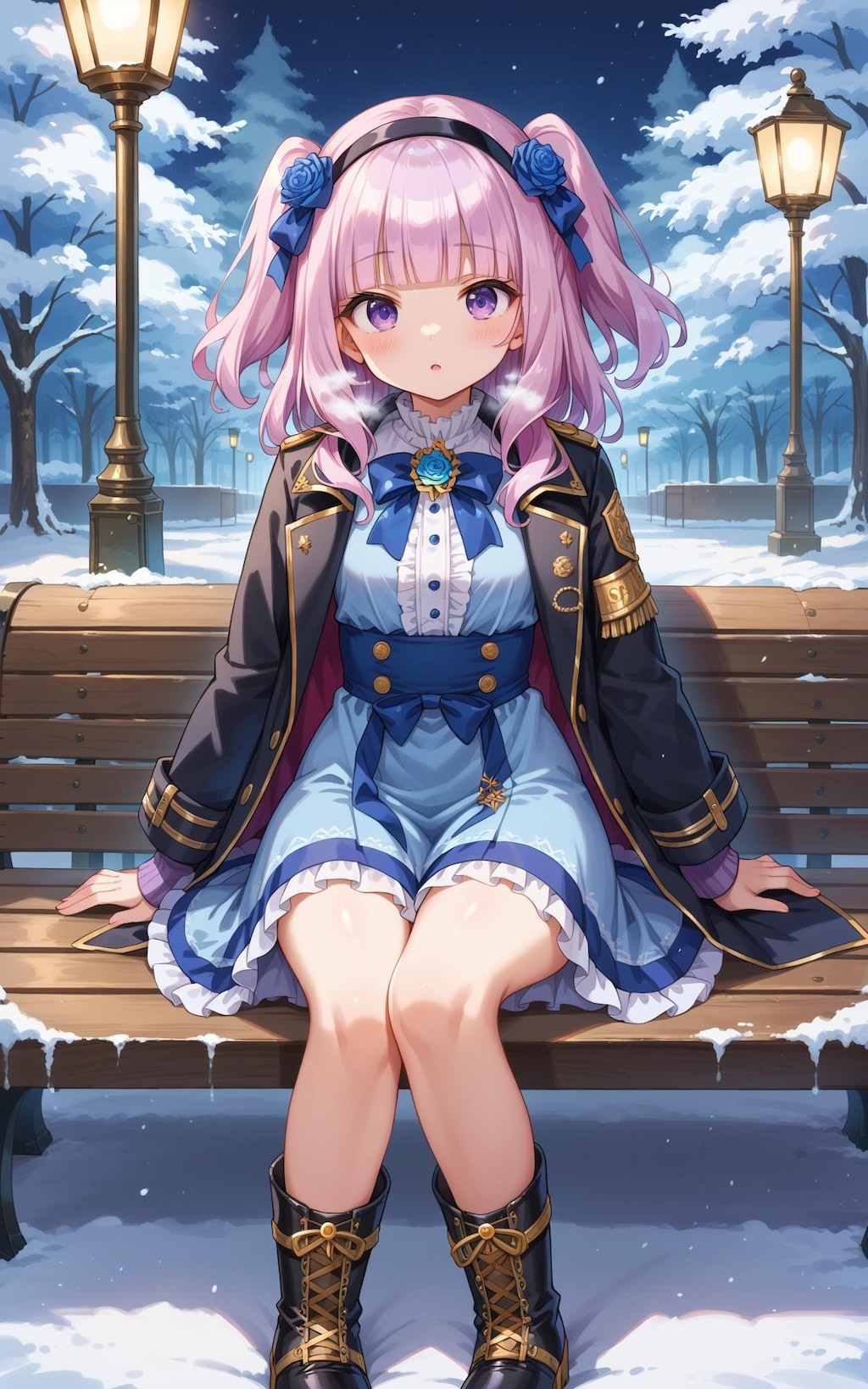 雪景色と冬コーデ