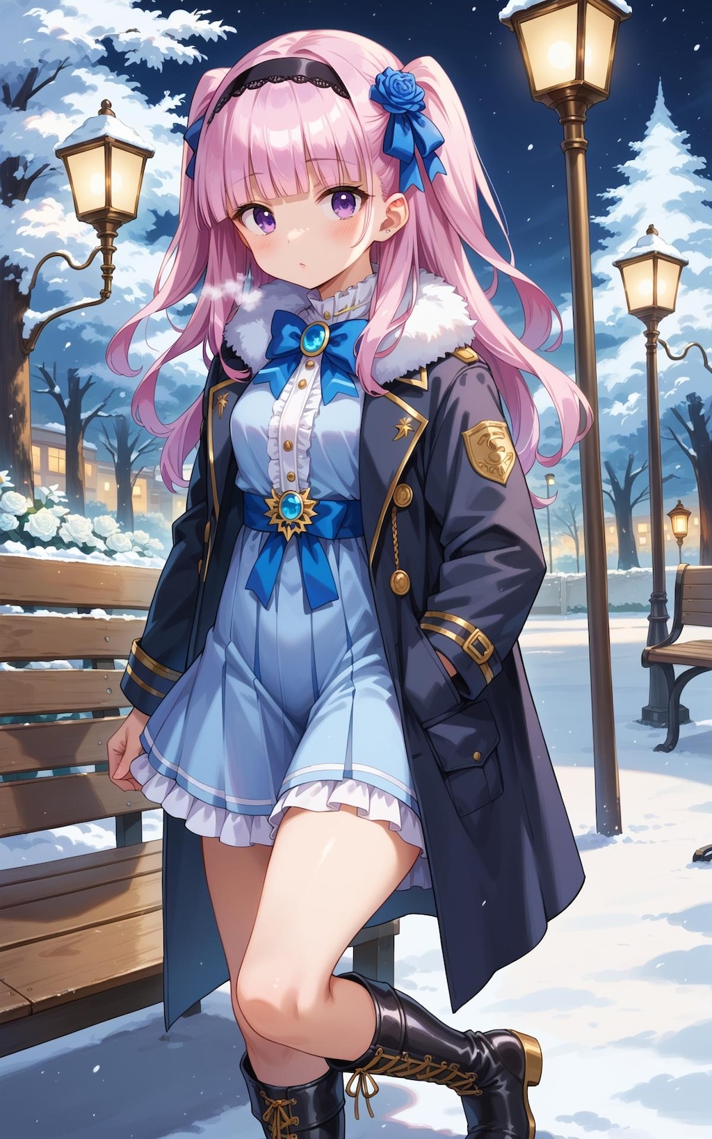 雪景色と冬コーデ