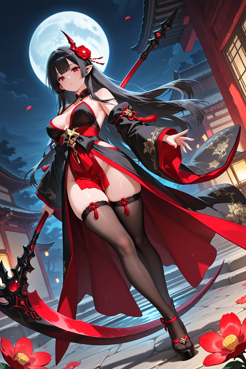 大鎌を振るう黒髪の美少女