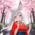 桜とケモミミ少女🦊 2枚目