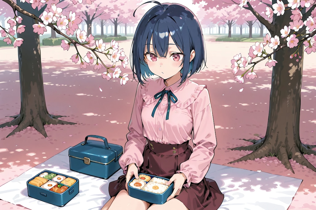 緊張しながらお弁当を広げている代理ちゃん