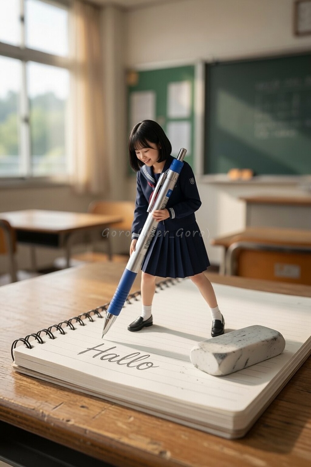 小さい彼女、勉強を手伝ってくれる