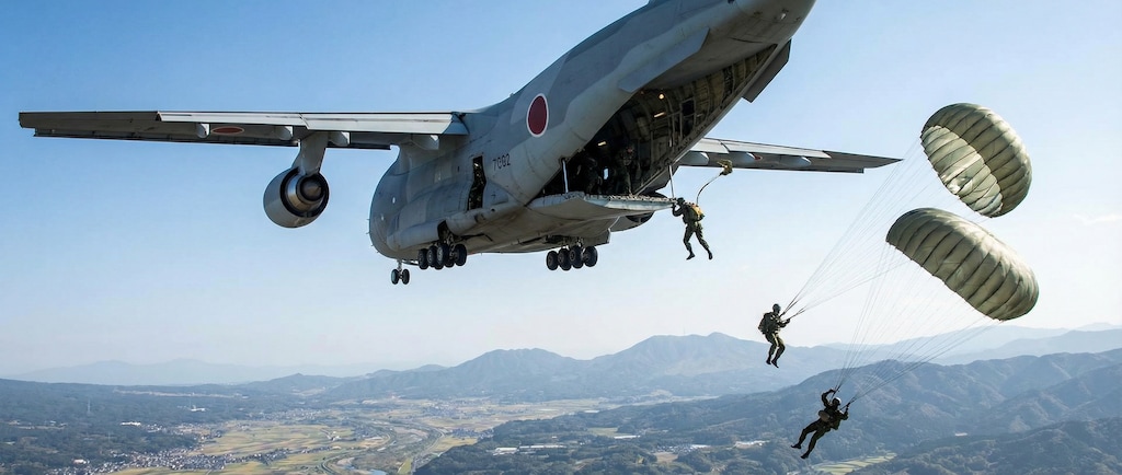 【お試し生成】第一空挺団、訓練風景　ーまだまだ設定が甘いー