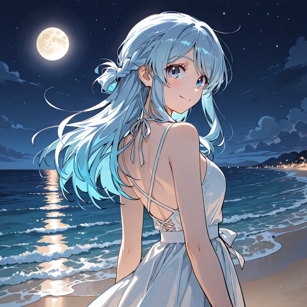 月と砂浜 | の人気AIイラスト・グラビア