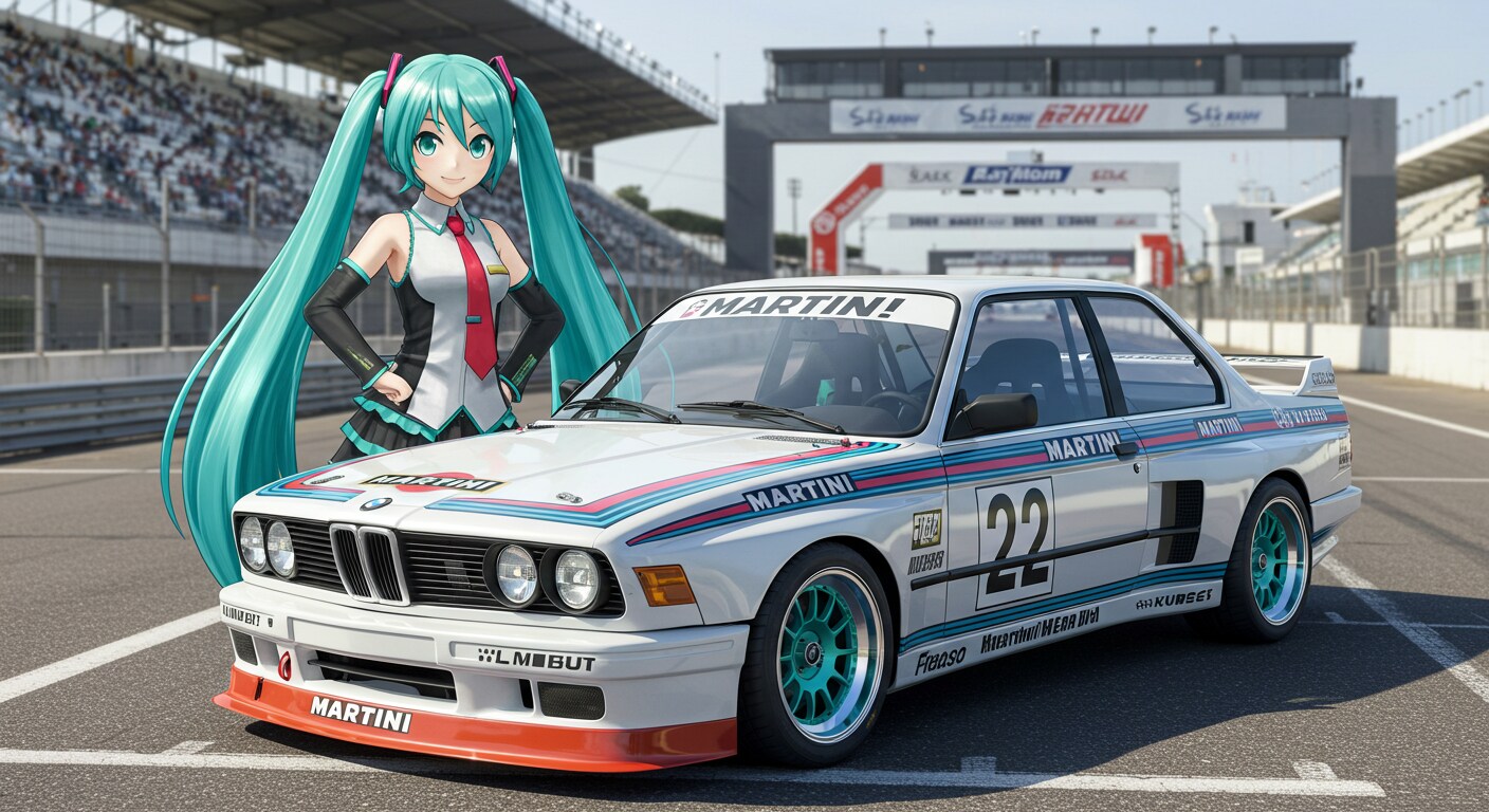 初音ミクとBMWレーシングカー | の人気AIイラスト・グラビア
