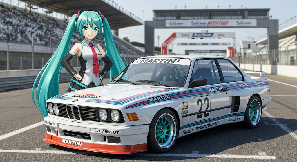 初音ミクとBMWレーシングカー