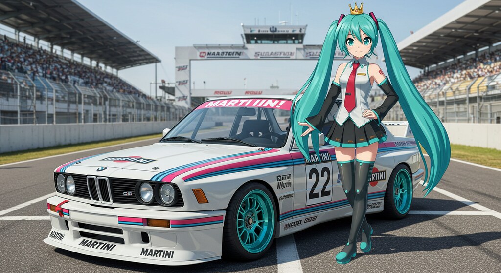 初音ミクとBMWレーシングカー