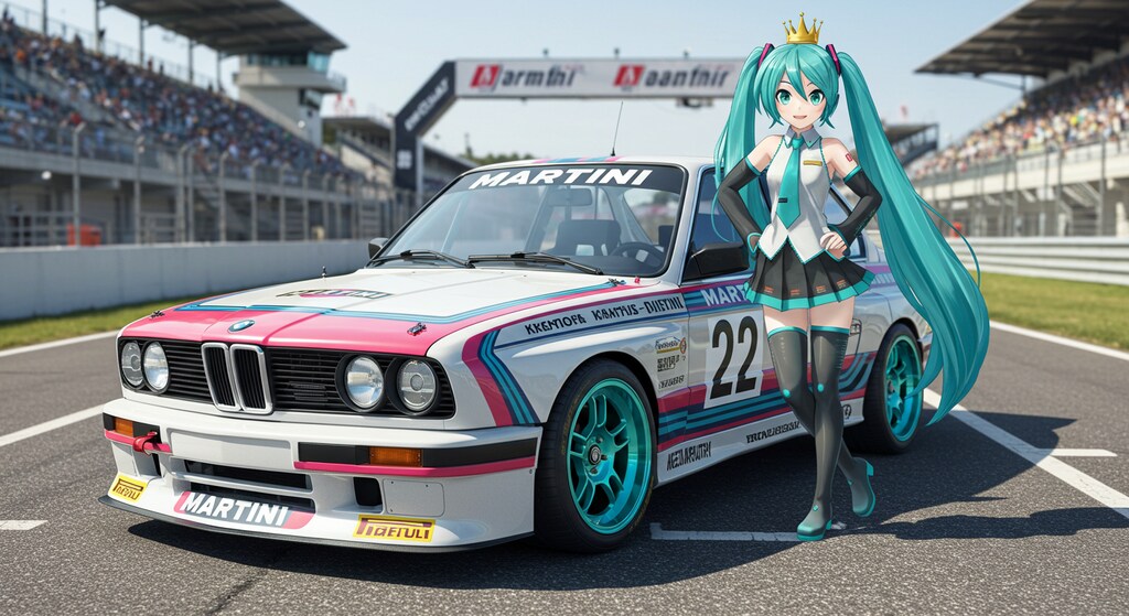 初音ミクとBMWレーシングカー