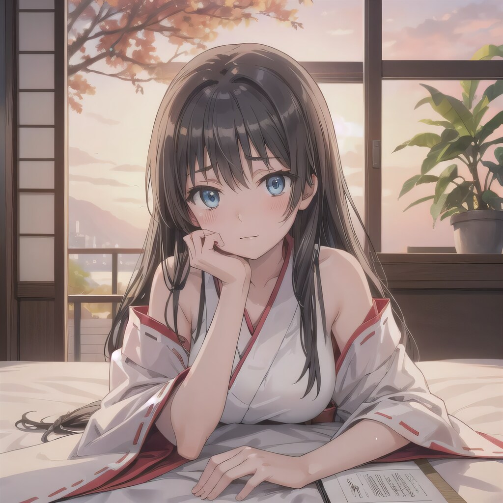 黒髪ロングで巫女服の少女７