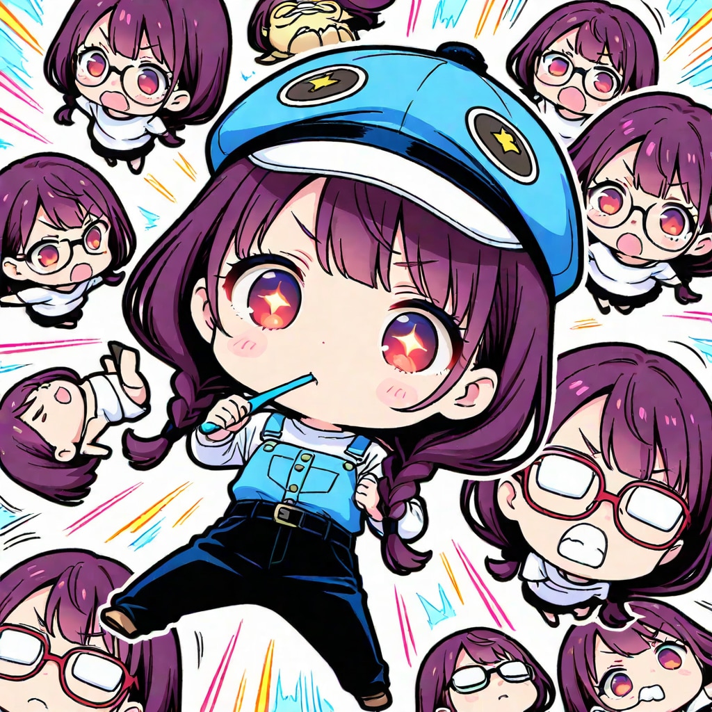 歯磨きする紫髪ちゃん