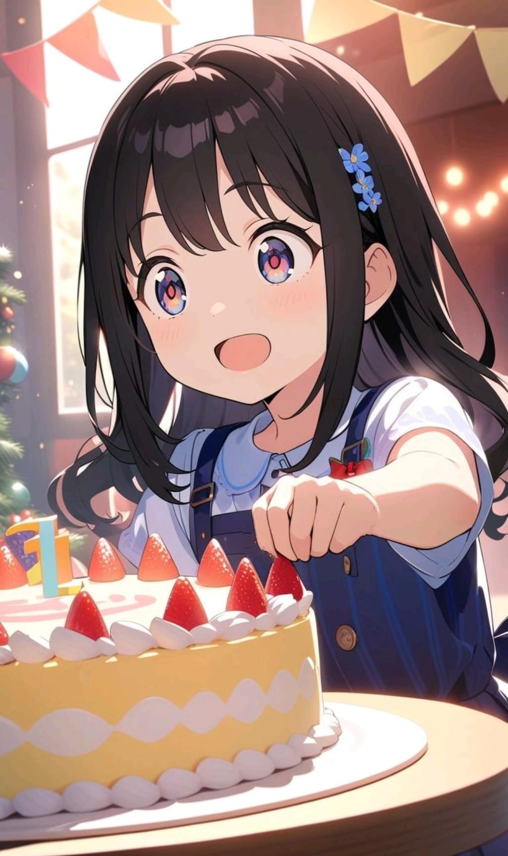誕生日の幸せそうな女の子
