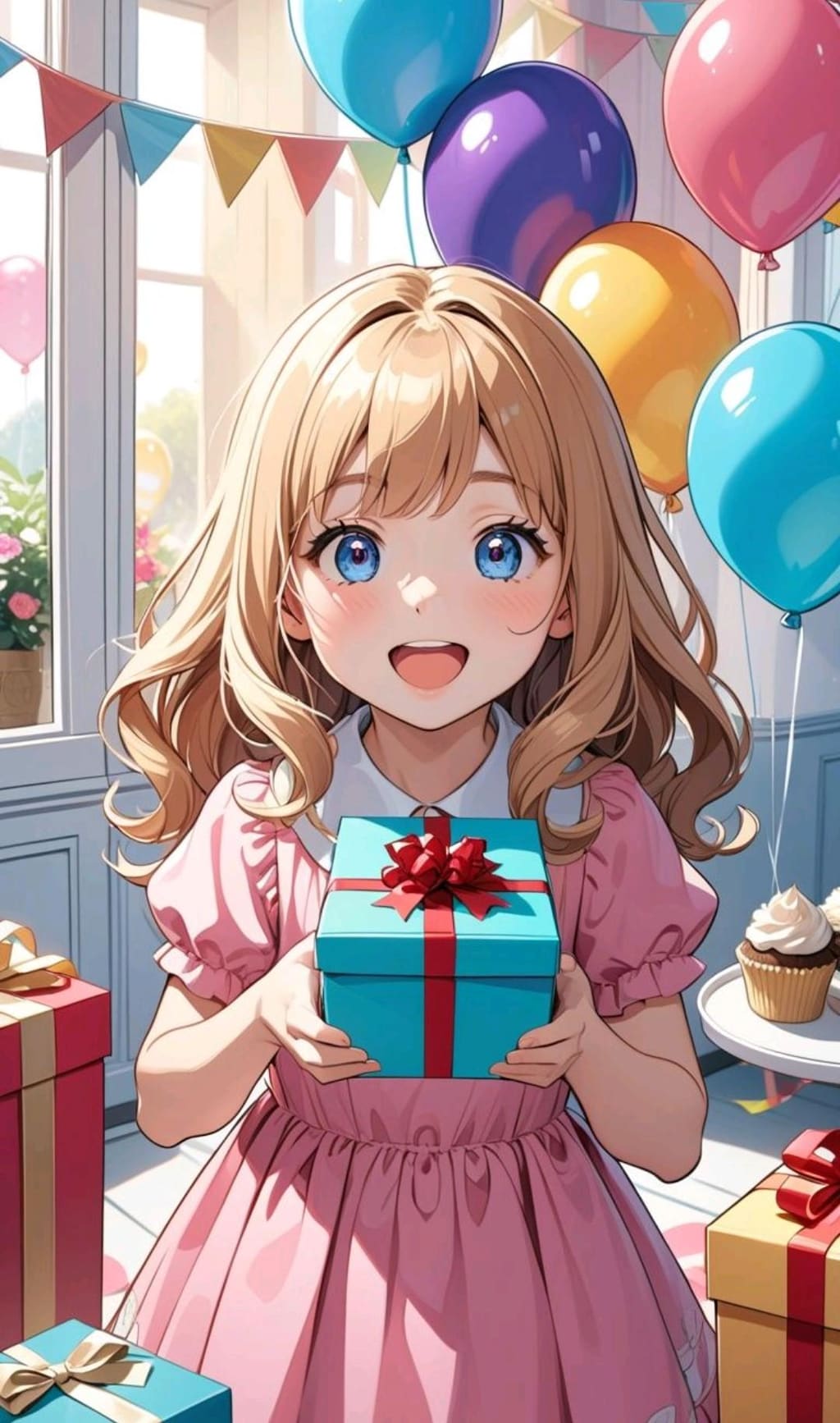 誕生日の幸せそうな女の子