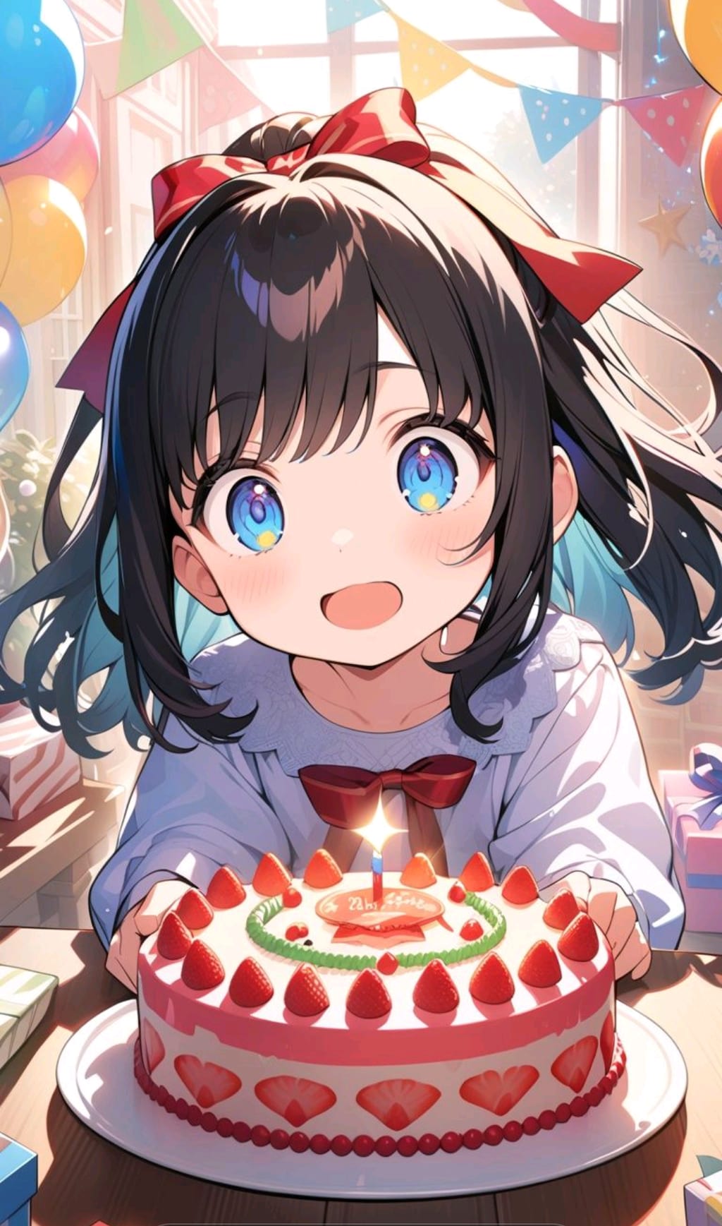 誕生日の幸せそうな女の子