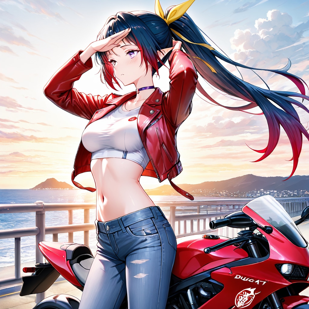 エルフのお姉さん　バイク買う | の人気AIイラスト・グラビア