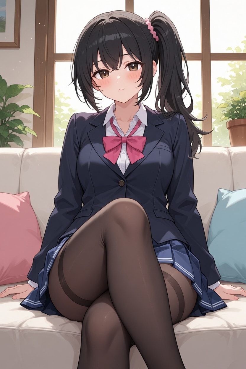 黒ストと生足