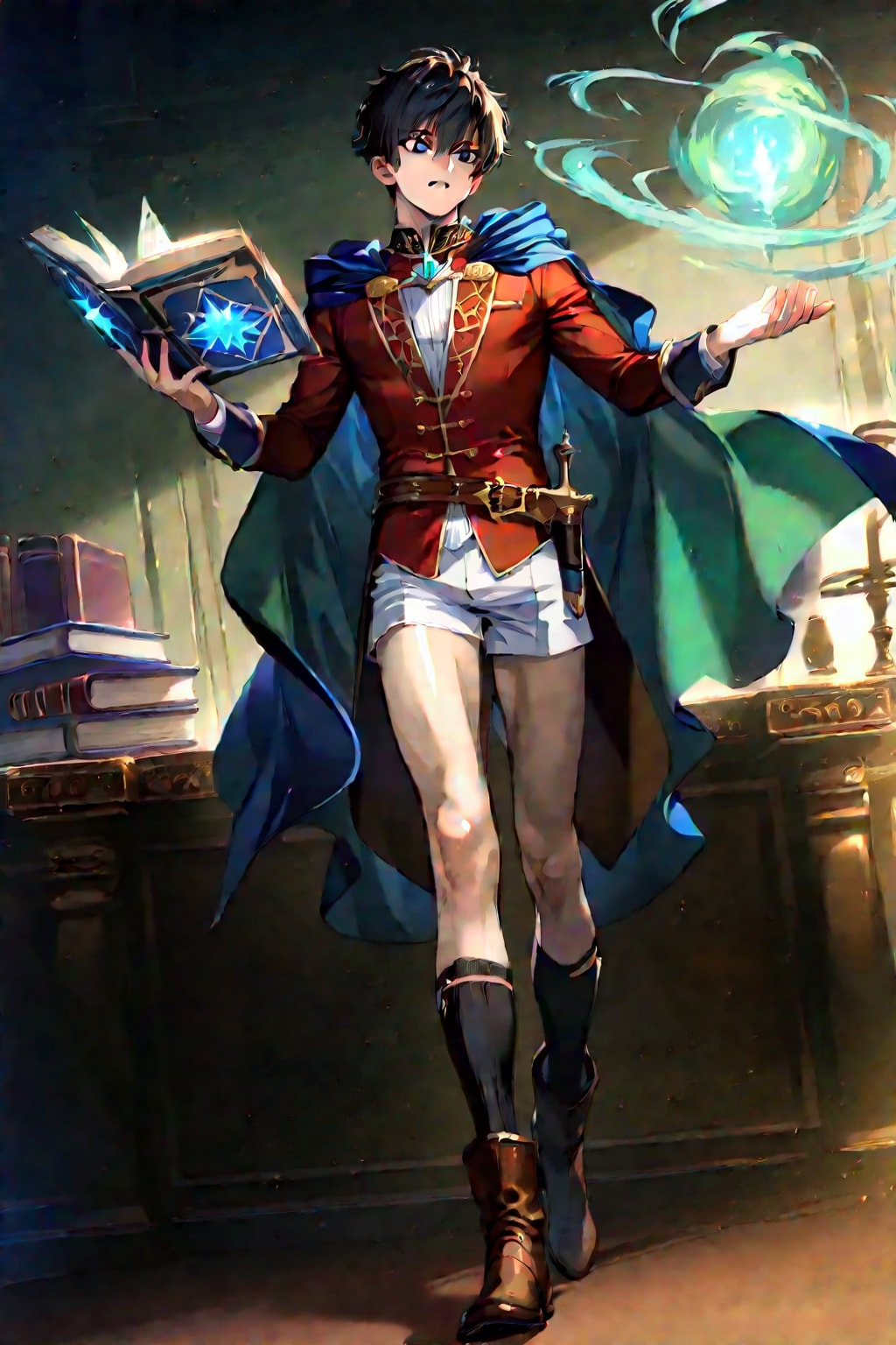 古代遺跡の地下、大きな男性学者1-1