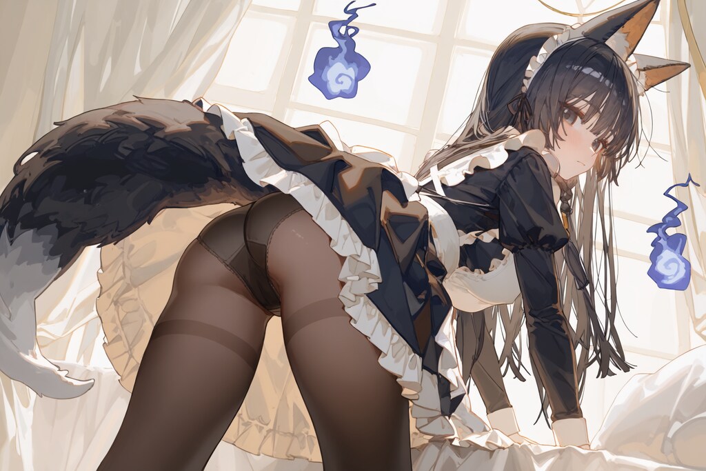 しっぽが…邪魔…