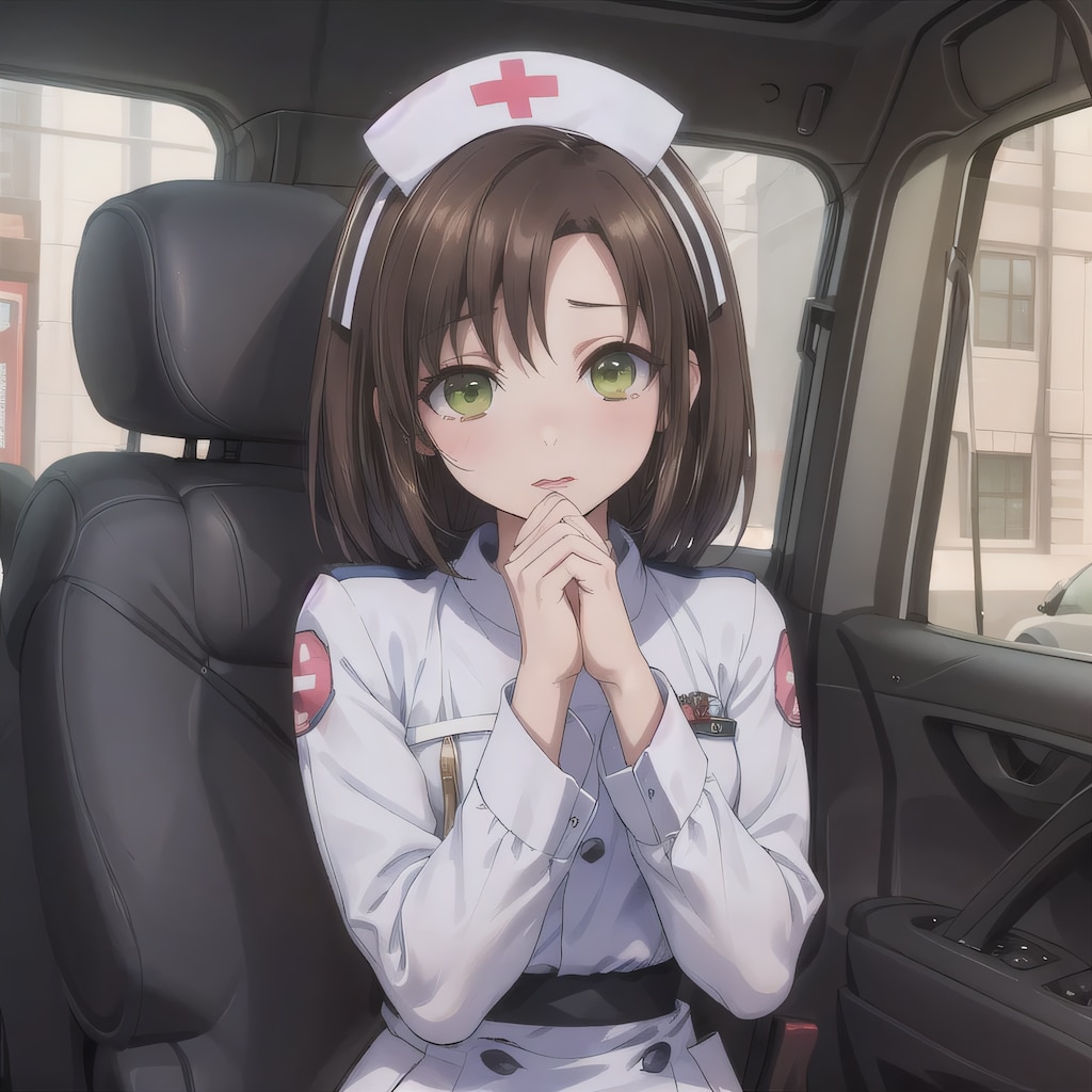 黒髪ボブで車内の少女４