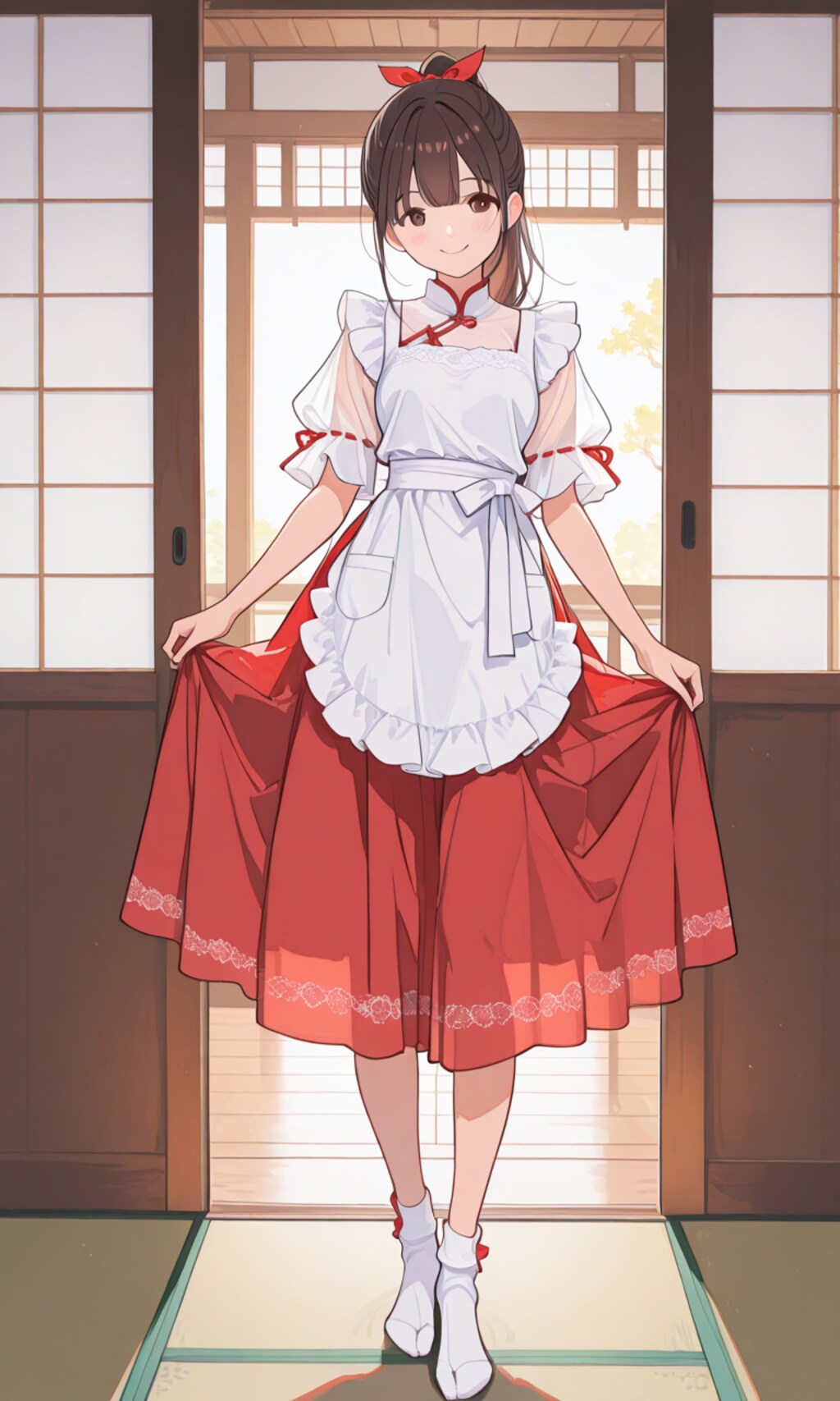 巫女さん風衣装の子