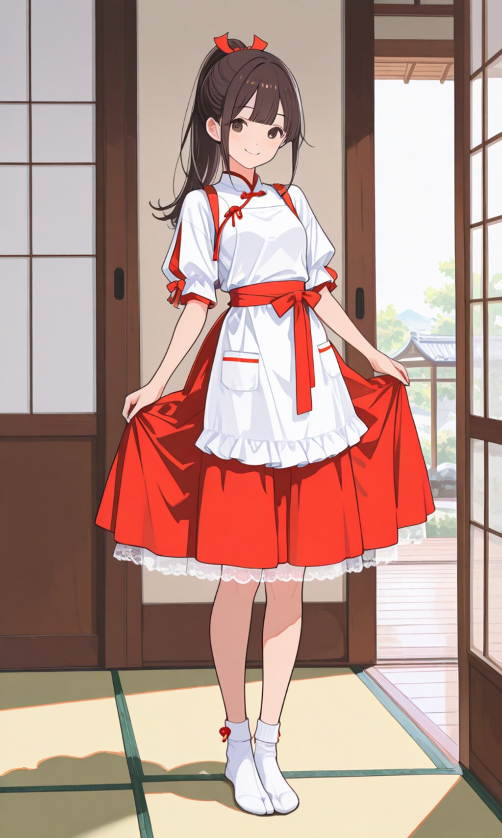 巫女さん風衣装の子