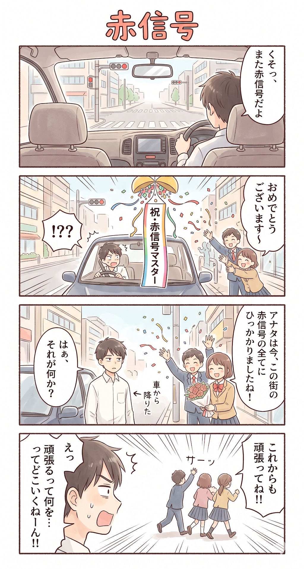 #81 ゆる日常4コマ「赤信号」