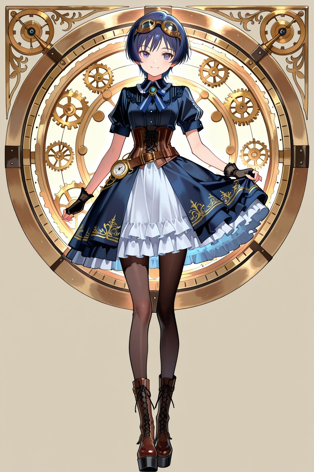 スチームパンクインスパイアロリータドレス（衣装といっしょ） | の人気AIイラスト・グラビア