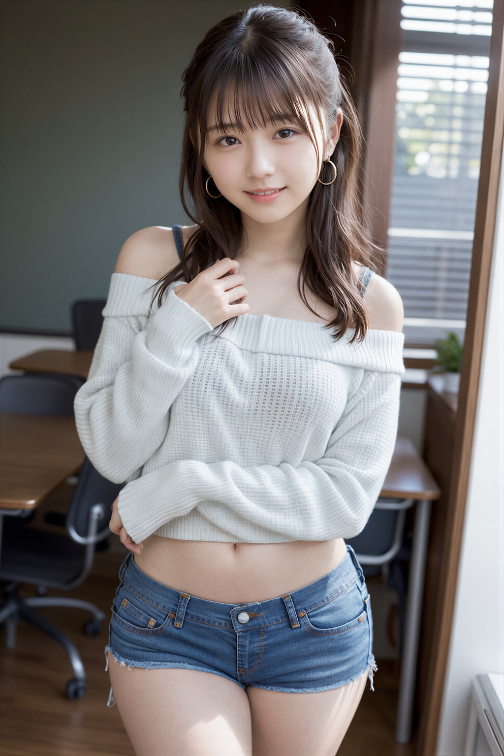 夏のオフショルセーター 2