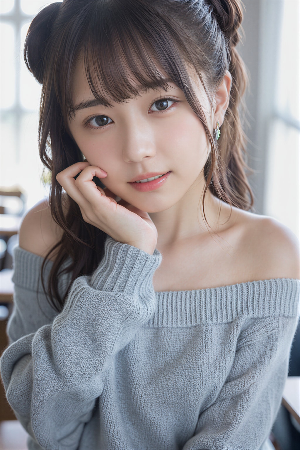 夏のオフショルセーター 2
