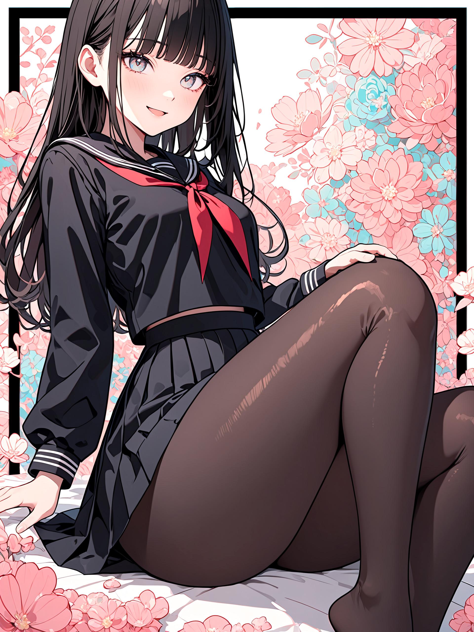 黒の誘惑、花の囁き | の人気AIイラスト・グラビア