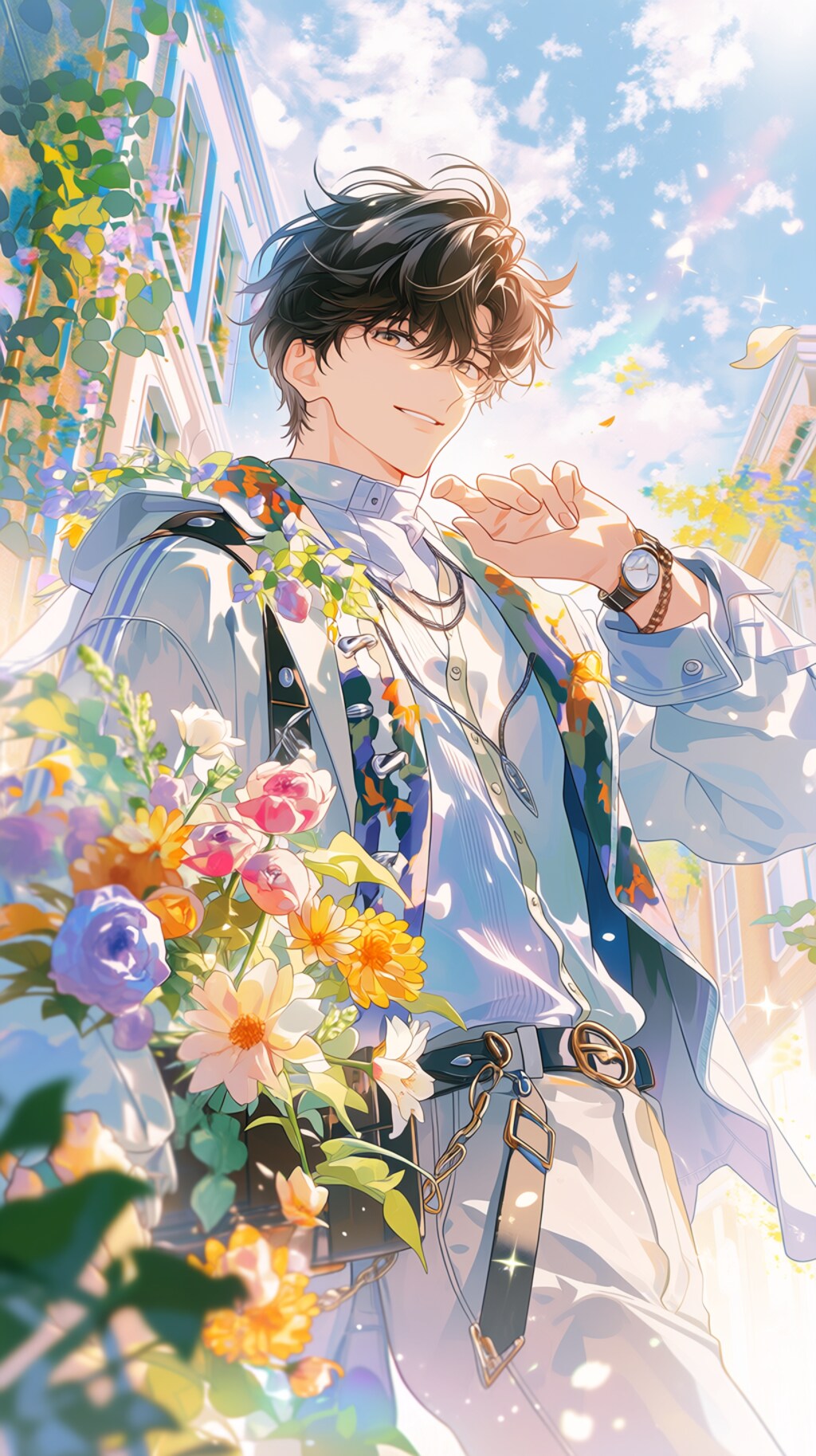 春コ－デの美青年