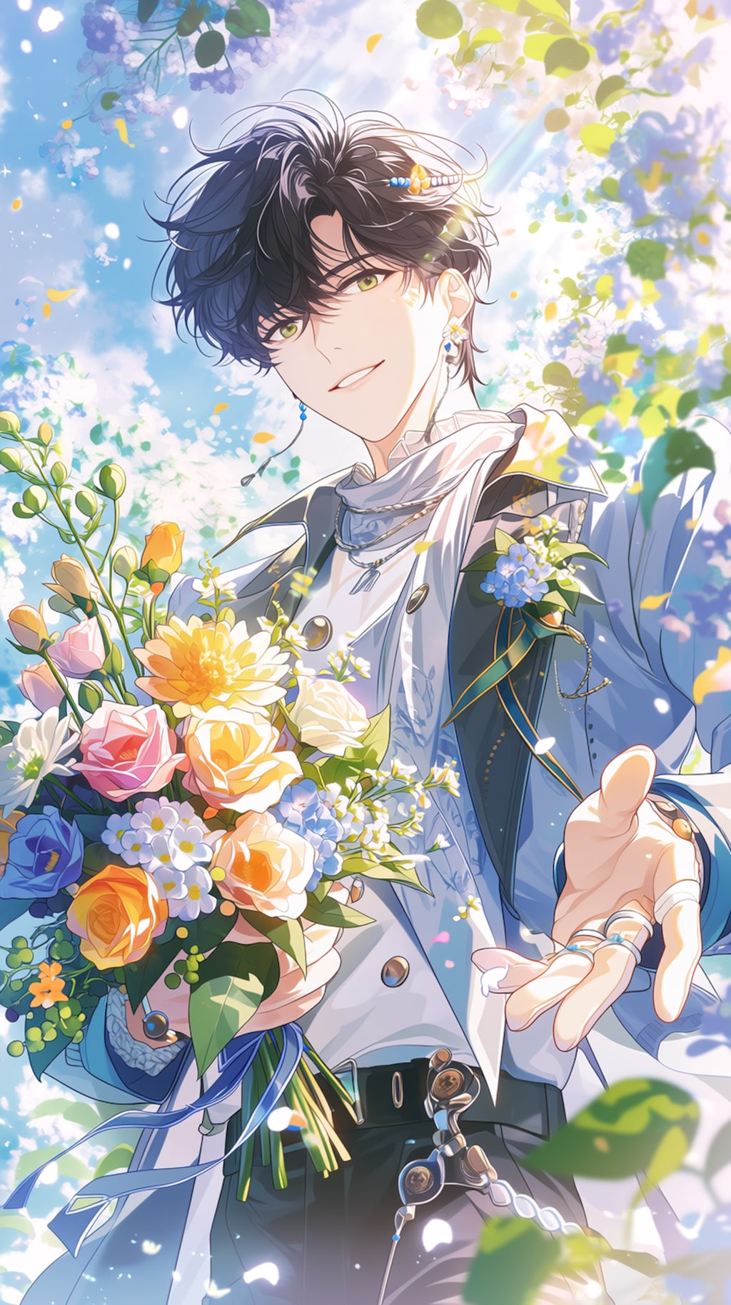 春コ－デの美青年