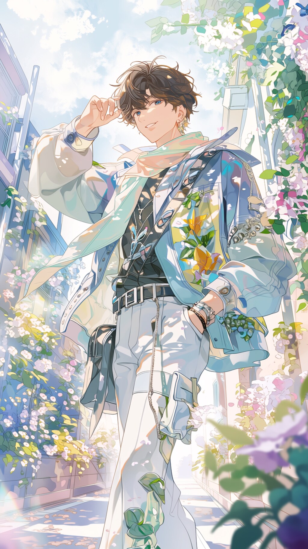 春コ－デの美青年