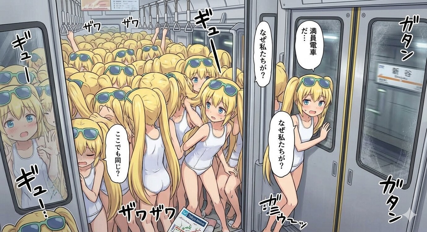 術師の再就職祝福女装クローンと行く満員電車
