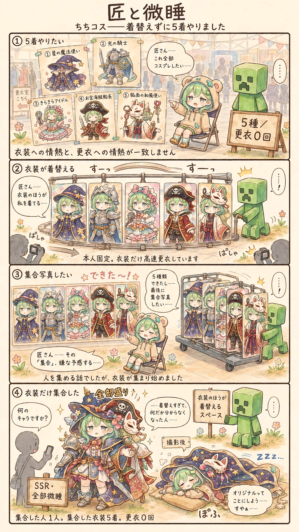 Five Costumes, One Sleepy Soul