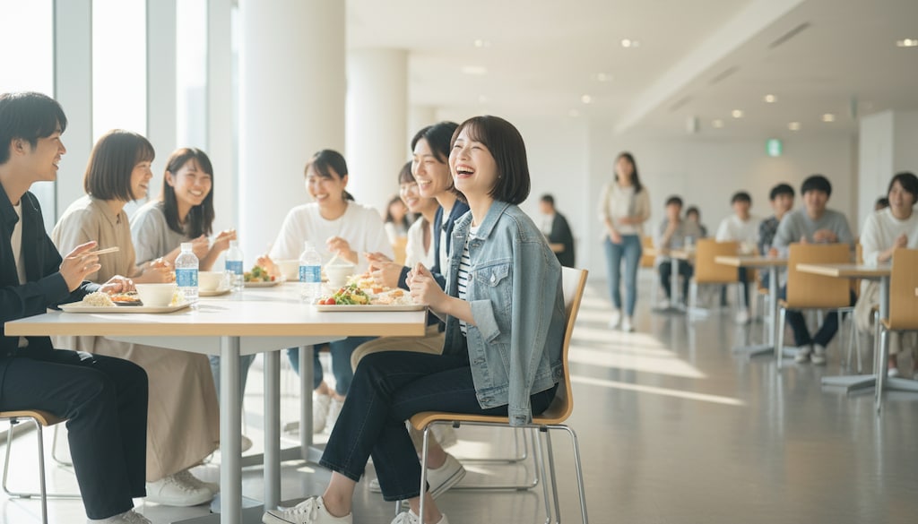 仲間と学食ランチ