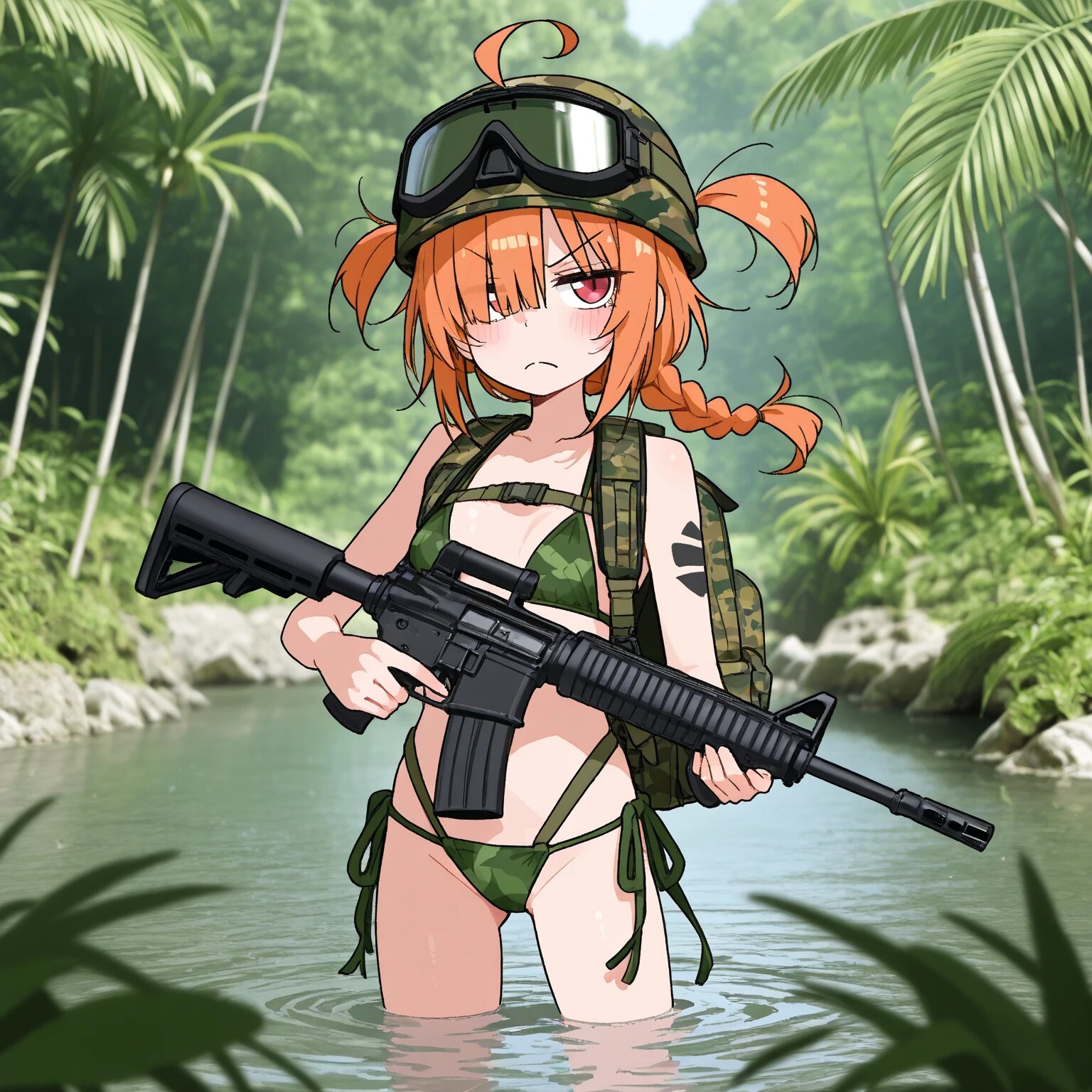 バカンスなのにサバイバーな目隠れちゃん☆