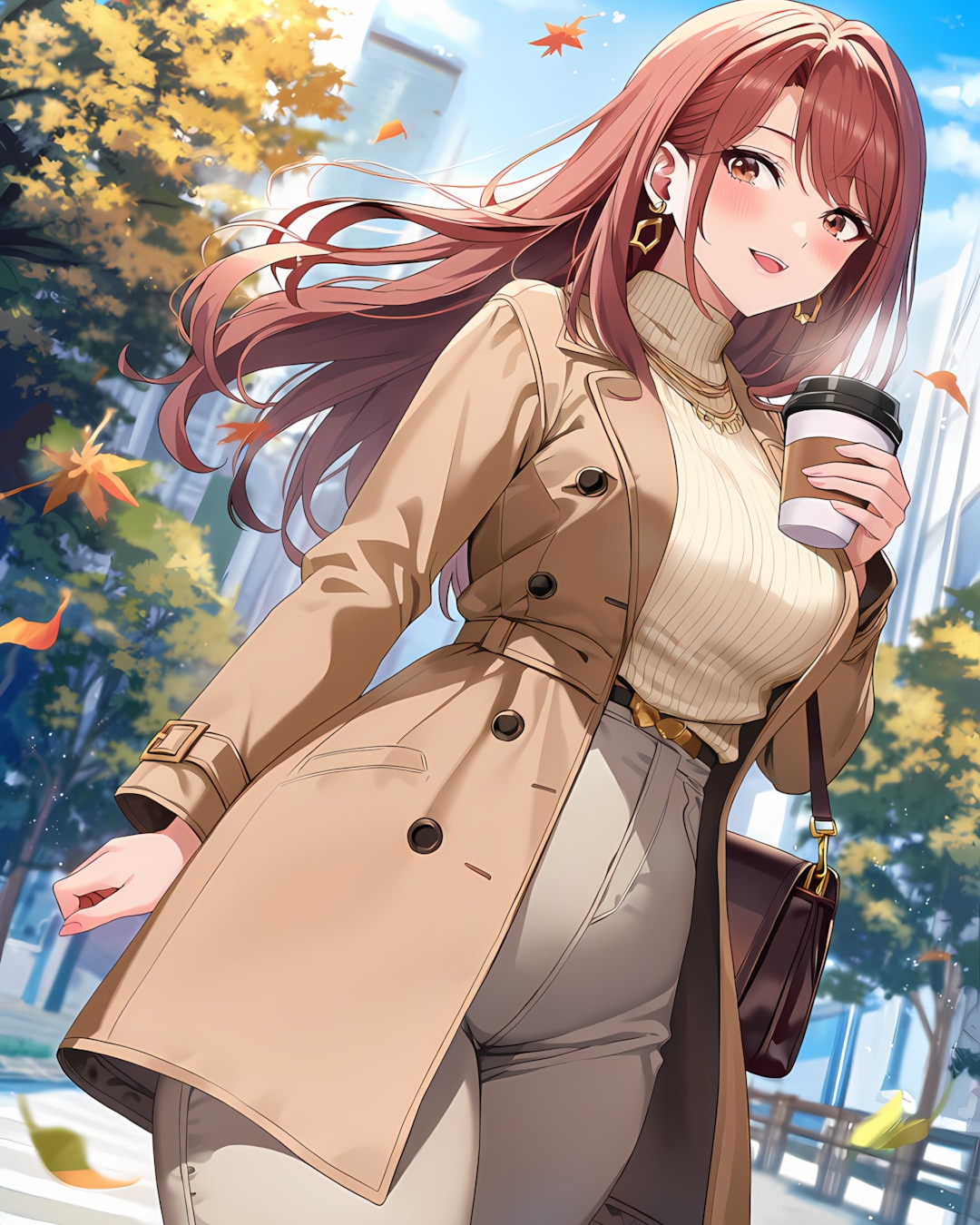 ☕キャメルコートで朝トレンチ通勤✨ | の人気AIイラスト・グラビア